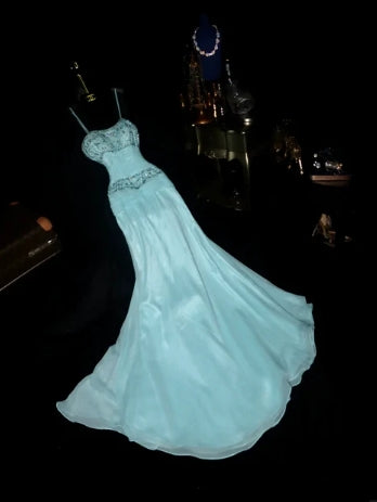 Gentle Mermaid Spaghetti Strap Beaded Prom Dress Party